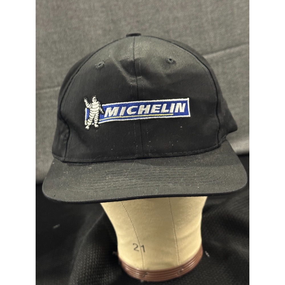 Michelin Camp Cap Men's One Size Black 100% Cotton Embroidered Bibendum Logo Hat